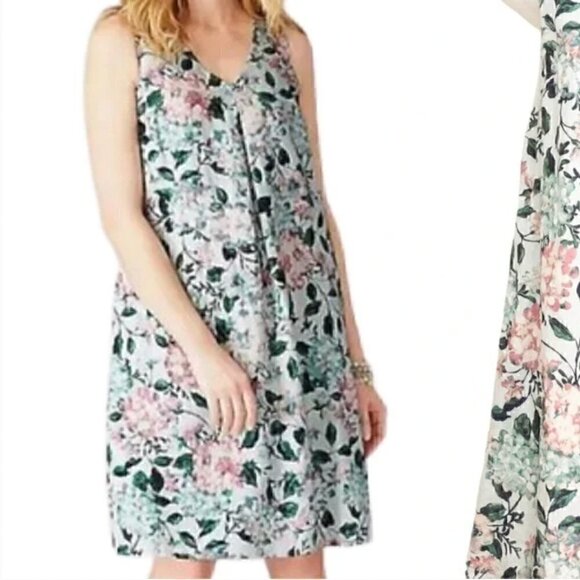 J.Jill Love Linen Green Hydrangeas Floral Print Sleeveless Dress - Picture 1 of 9
